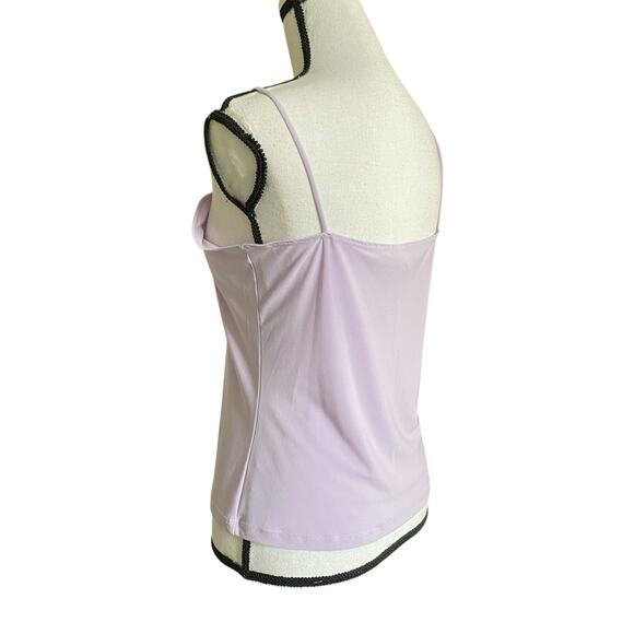 Y2k Lace Trim Cami top Sz M Lavender Stretch Fabric V Neckline Spaghetti Straps - Picture 6 of 12
